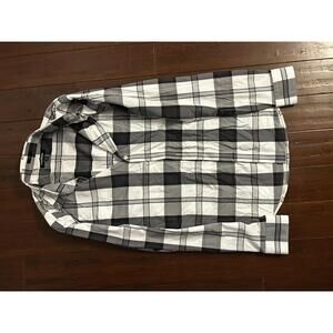 Express Performance Slim Fit Men's Casual Shirt - Black and White Plaid